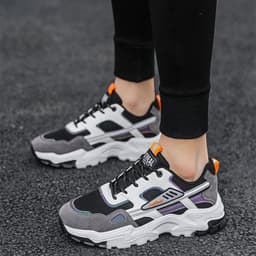 image-Black White Lace-up Sneakers Men Outdoor Breathable Csual Mesh Shoes Lightweight Running Sports Shoes