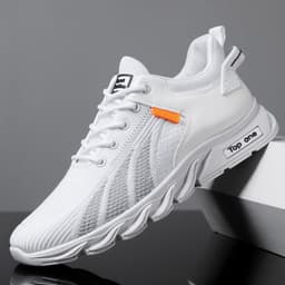 image-Men's Mesh Shoes Fashion Fly Knit Color-block Lace-up Sneakers Casual Lightweight Breathable Sports Shoes