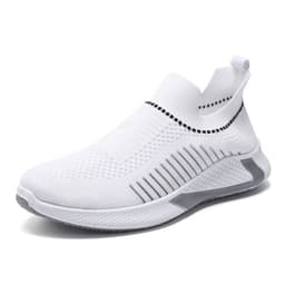 image-Fashion Mesh Sock Shoes With Striped Design Men Outdoor Breathable Slip-on Sneakers Csuale Lightweight Running Sports Shoes