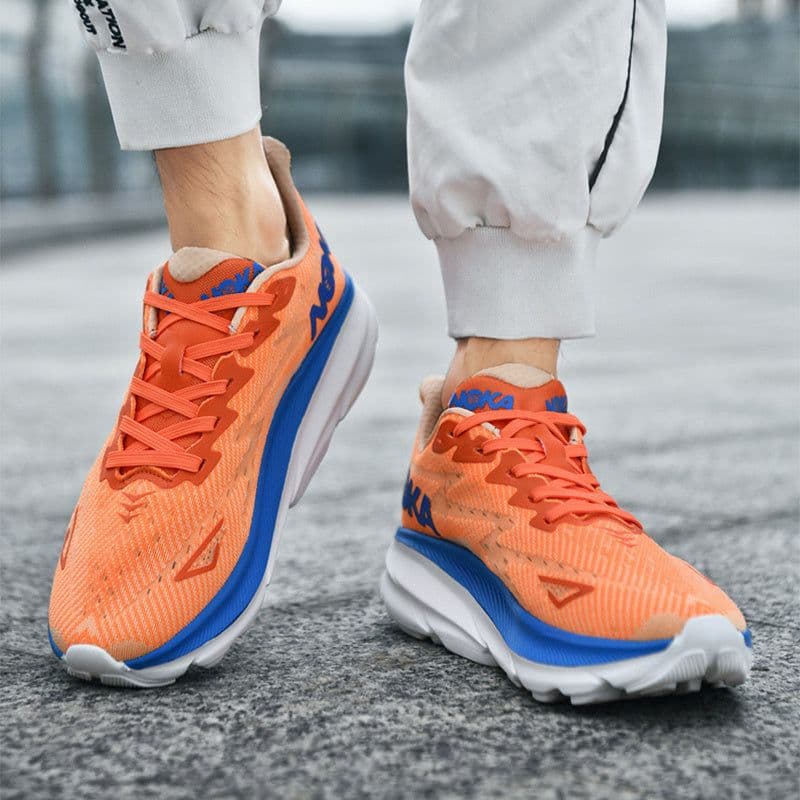 image-Fashion Lace-up Mesh Sneakers Men Lightweight Shock Absorption Training Shoes Soft-sole Running Sports Shoes