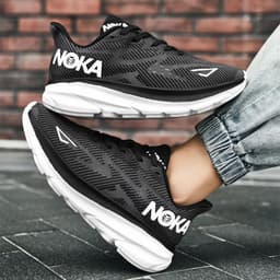 image-Fashion Lace-up Mesh Sneakers Men Lightweight Shock Absorption Training Shoes Soft-sole Running Sports Shoes