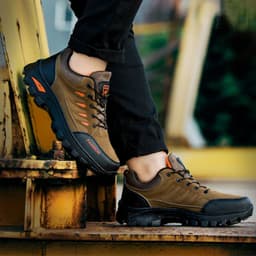 image-Men's Hiking Work Shoes Casual Breathable Lace-up Sneakers Outdoor Running Sports Shoes