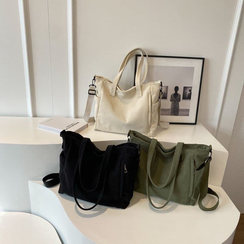 image-Corduroy Bag Women's Large Capacity New Autumn And Winter Wild Shoulder Messenger Bag
