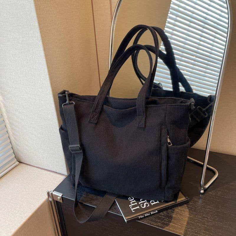image-Corduroy Bag Women's Large Capacity New Autumn And Winter Wild Shoulder Messenger Bag