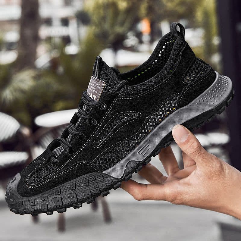 image-Casual Plus Size Suede Leather Mesh Casual Shoes Breathable