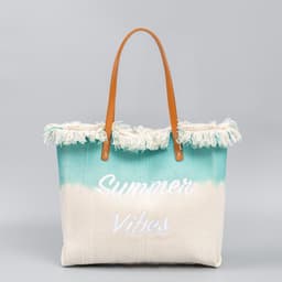 image-Embroidered Tote Tassel Canvas Bag Magnetic Bag Underarm Summer