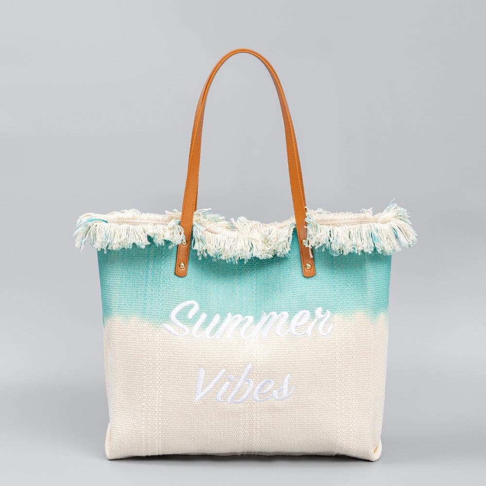 image-Embroidered Tote Tassel Canvas Bag Magnetic Bag Underarm Summer