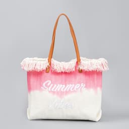 image-Embroidered Tote Tassel Canvas Bag Magnetic Bag Underarm Summer