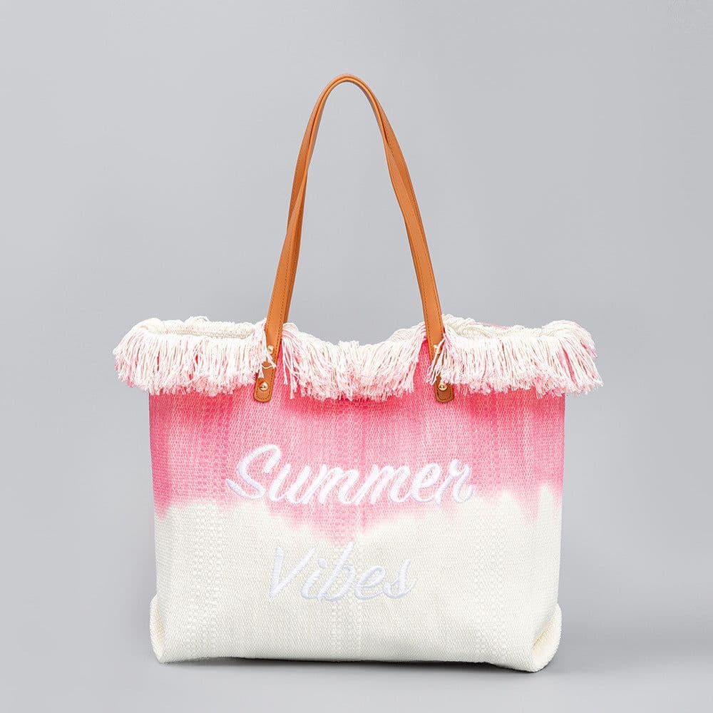 image-Embroidered Tote Tassel Canvas Bag Magnetic Bag Underarm Summer