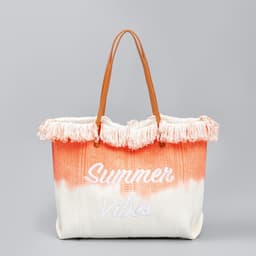 image-Embroidered Tote Tassel Canvas Bag Magnetic Bag Underarm Summer