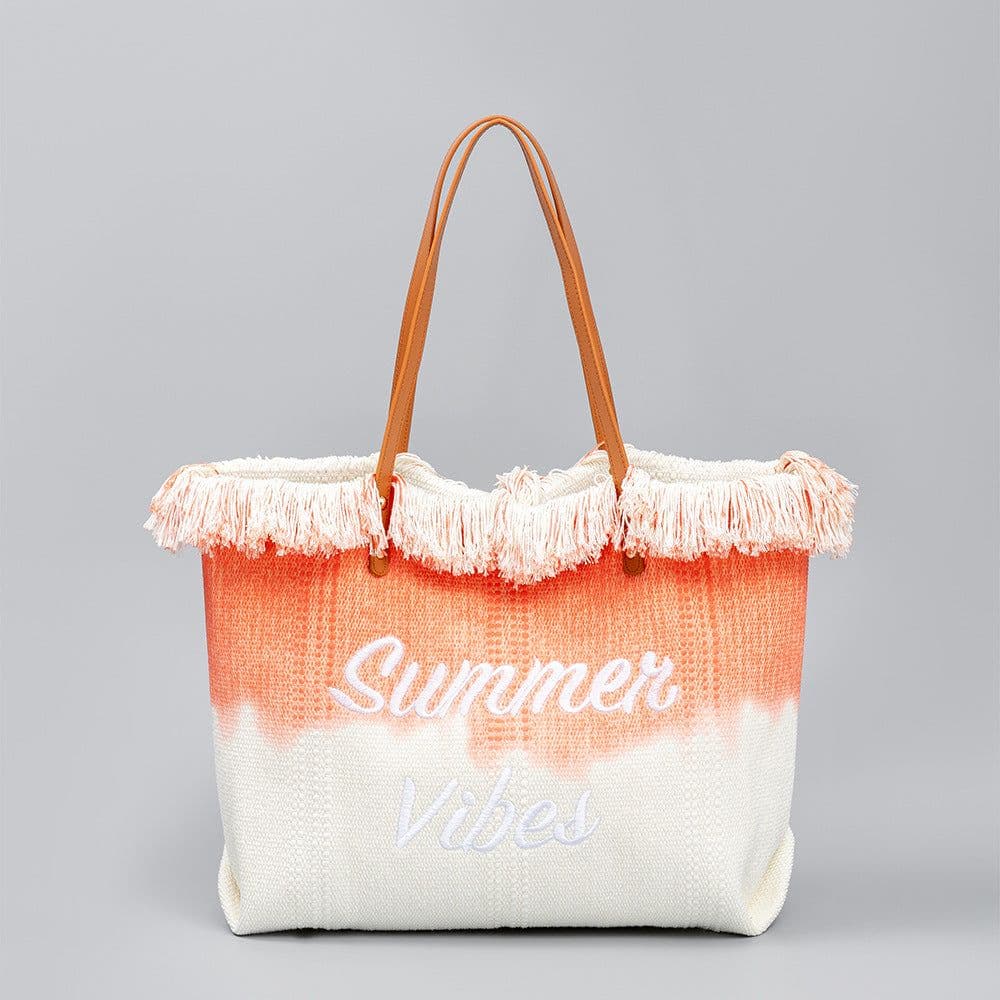 image-Embroidered Tote Tassel Canvas Bag Magnetic Bag Underarm Summer