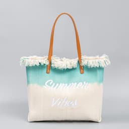 image-Embroidered Tote Tassel Canvas Bag Magnetic Bag Underarm Summer