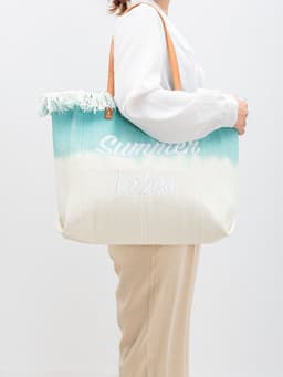 image-Embroidered Tote Tassel Canvas Bag Magnetic Bag Underarm Summer