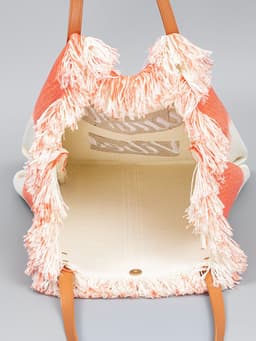 image-Embroidered Tote Tassel Canvas Bag Magnetic Bag Underarm Summer
