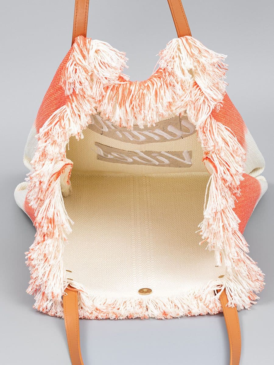 image-Embroidered Tote Tassel Canvas Bag Magnetic Bag Underarm Summer