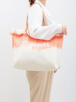 image-Embroidered Tote Tassel Canvas Bag Magnetic Bag Underarm Summer