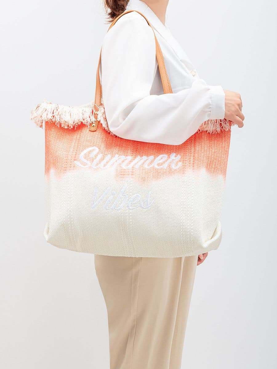image-Embroidered Tote Tassel Canvas Bag Magnetic Bag Underarm Summer