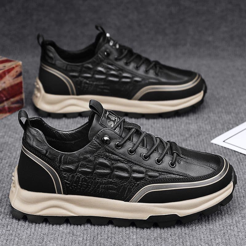 image-Men's Business Casual Flat Leather Shoes