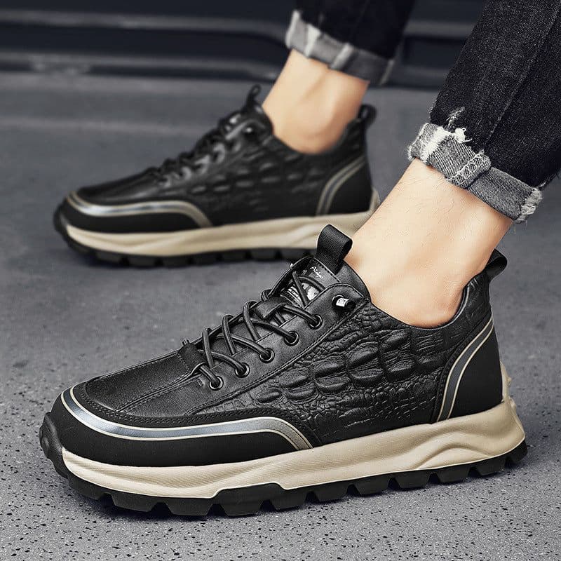 image-Men's Business Casual Flat Leather Shoes
