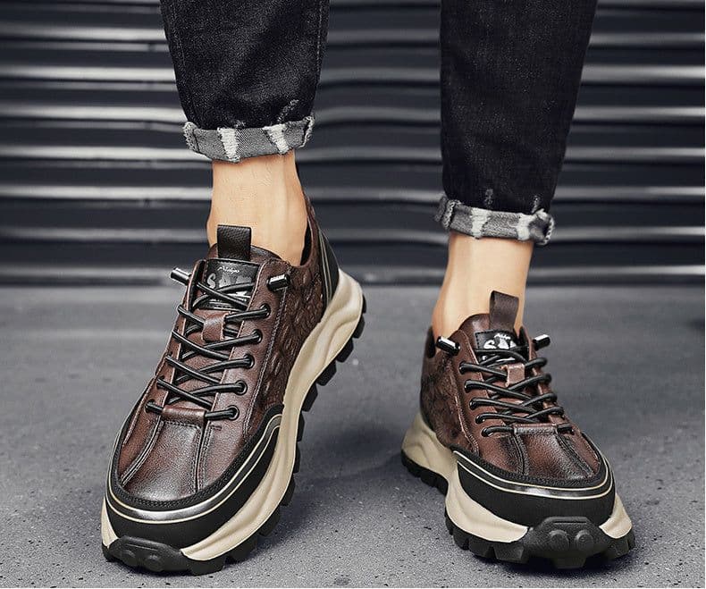 image-Men's Business Casual Flat Leather Shoes