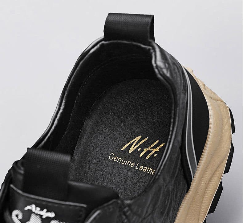 image-Men's Business Casual Flat Leather Shoes