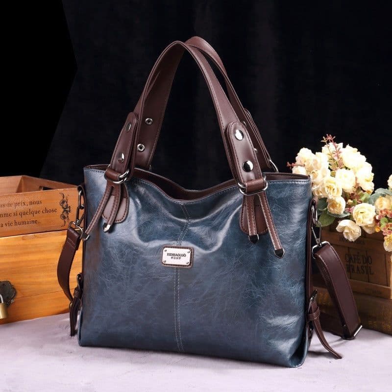 image-Retro Fashion Tote Casual Soft Leather Shoulder Crossbody Large Capacity Women's Bag