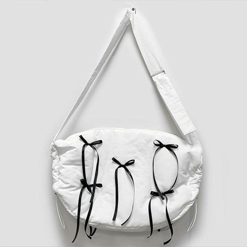 image-Bowknot Cotton-padded One-shoulder Women's Corssbody Bag