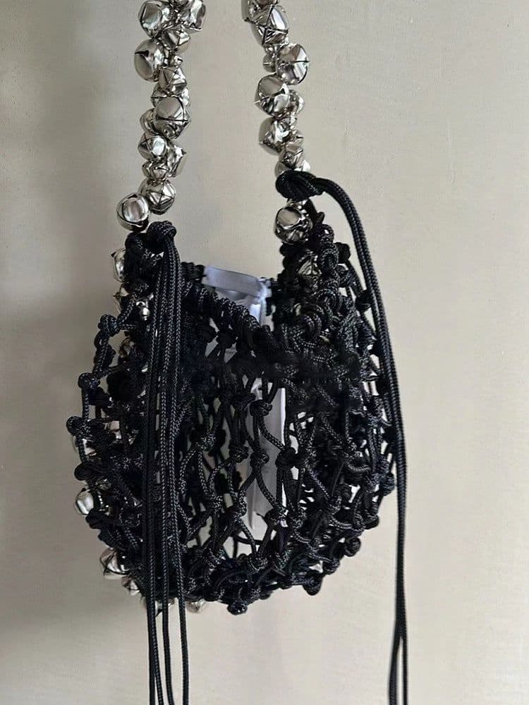 image-All-match Retro Dark Silver Bell Portable Shoulder Underarm Bag