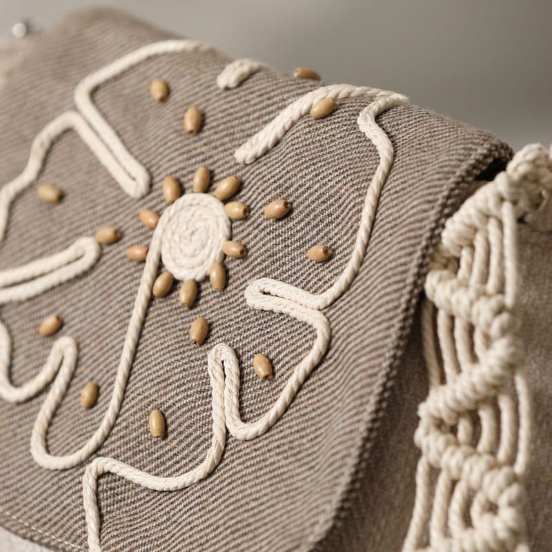 image-Ethnic Style Lightweight Crossbody Woven Canvas Women's Bag