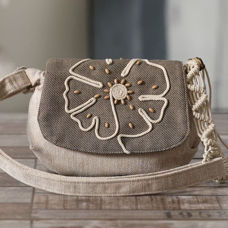 image-Ethnic Style Lightweight Crossbody Woven Canvas Women's Bag