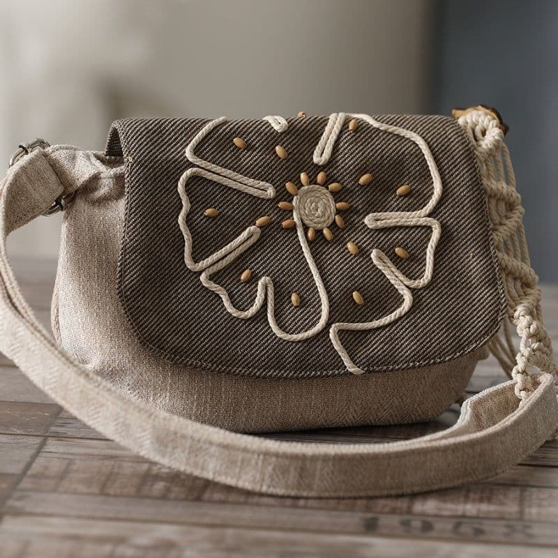 image-Ethnic Style Lightweight Crossbody Woven Canvas Women's Bag