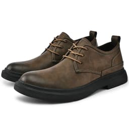 image-Men's Sewing Line Lace-up Casual Plus Size Leather Shoes