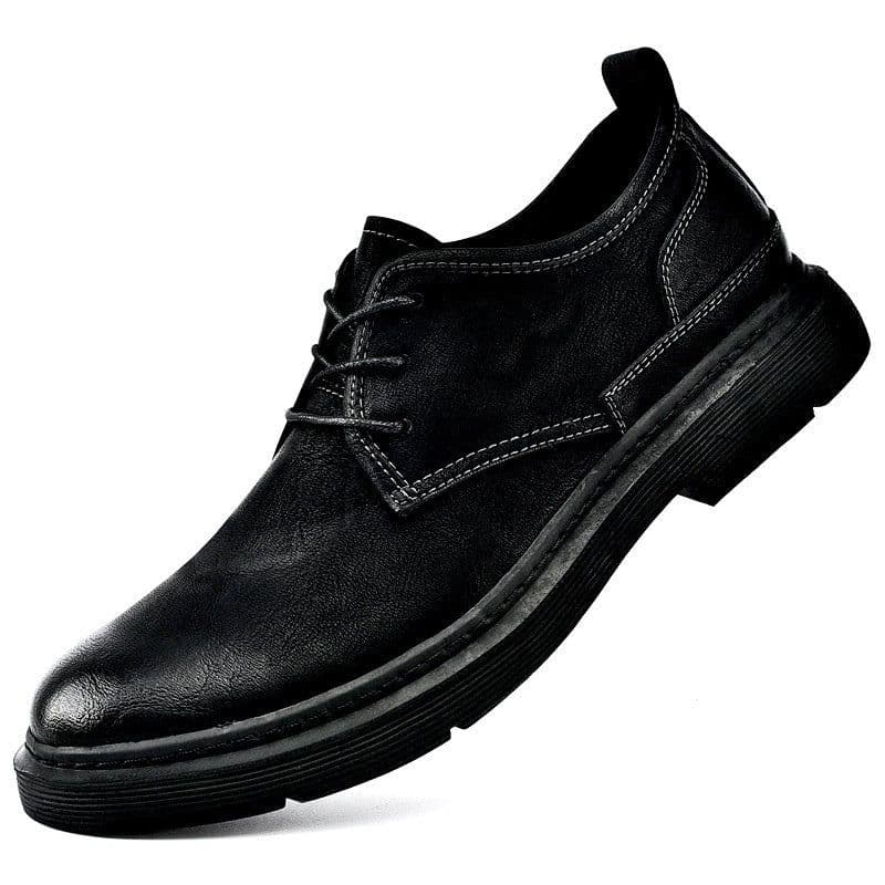 image-Men's Sewing Line Lace-up Casual Plus Size Leather Shoes