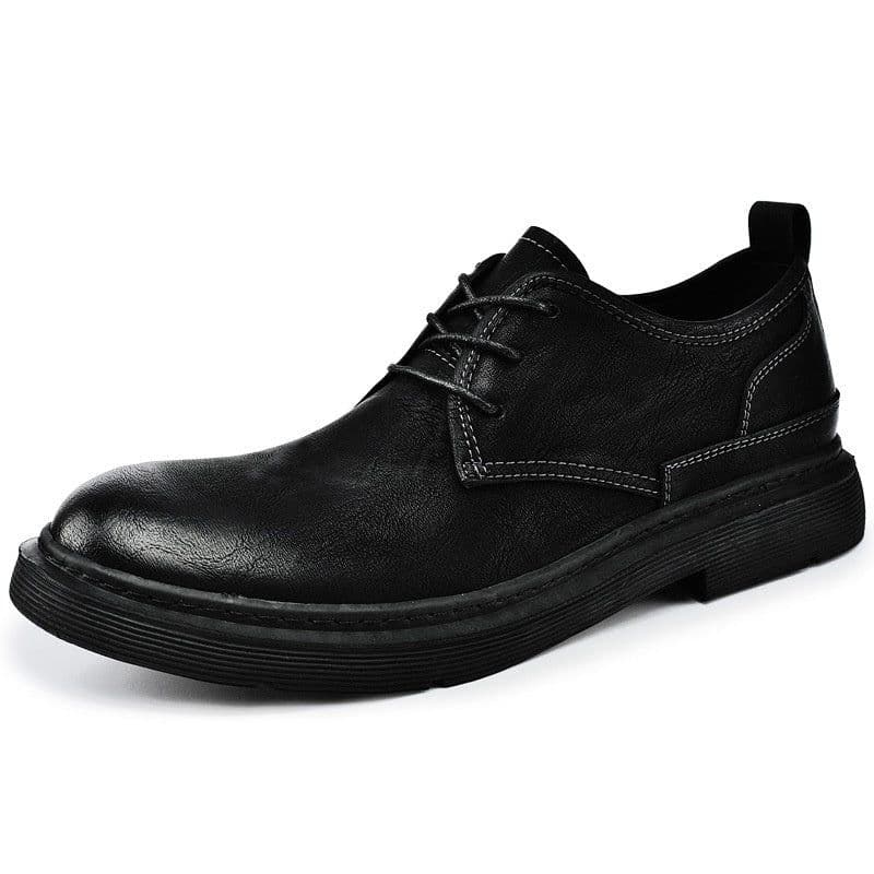 image-Men's Sewing Line Lace-up Casual Plus Size Leather Shoes