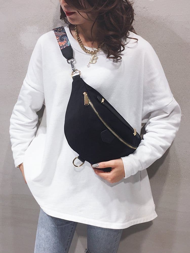 image-Oxford Cloth Fashion Casual Waist Bag One Shoulder Crossbody Chest Bag