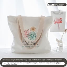 image-Women's Canvas Artistic Portable One-shoulder Mummy Tote Bag