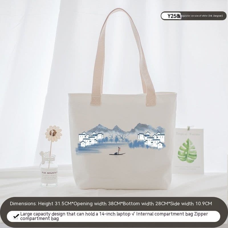 image-Women's Canvas Artistic Portable One-shoulder Mummy Tote Bag