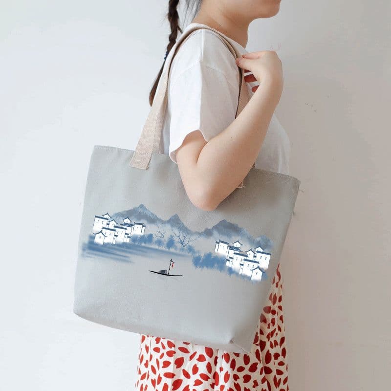 image-Women's Canvas Artistic Portable One-shoulder Mummy Tote Bag