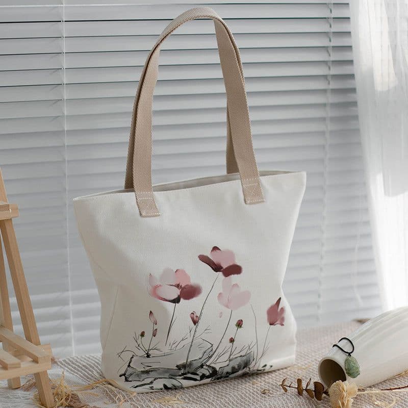 image-Women's Canvas Artistic Portable One-shoulder Mummy Tote Bag