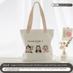 image-Women's Canvas Artistic Portable One-shoulder Mummy Tote Bag