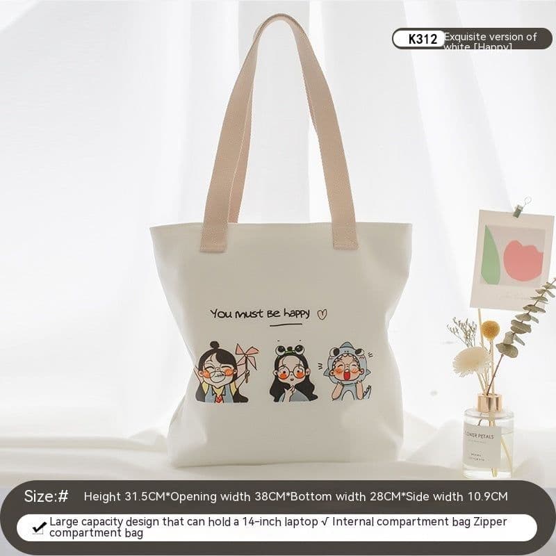image-Women's Canvas Artistic Portable One-shoulder Mummy Tote Bag