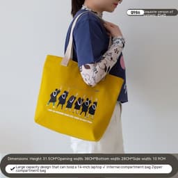 image-Women's Canvas Artistic Portable One-shoulder Mummy Tote Bag