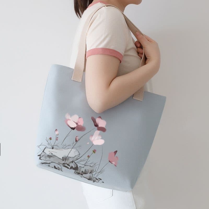 image-Women's Canvas Artistic Portable One-shoulder Mummy Tote Bag