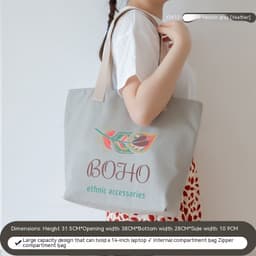 image-Women's Canvas Artistic Portable One-shoulder Mummy Tote Bag