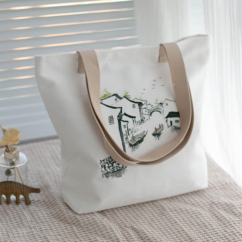 image-Women's Canvas Artistic Portable One-shoulder Mummy Tote Bag
