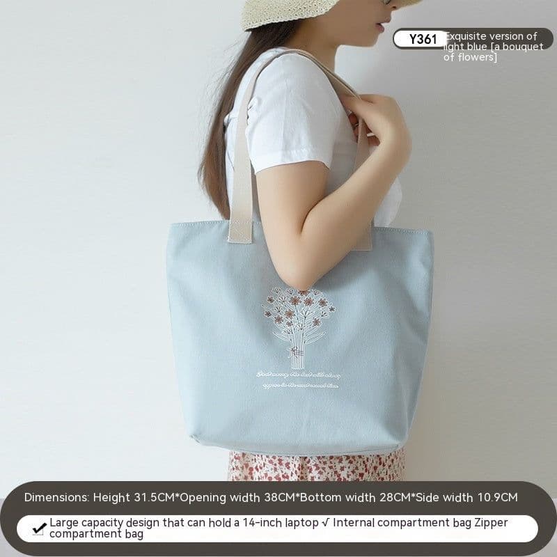 image-Women's Canvas Artistic Portable One-shoulder Mummy Tote Bag