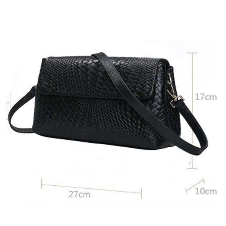 image-Genuine Leather Women's Woven Bag Crossbody Small Bag Women's Shoulder Messenger Bag