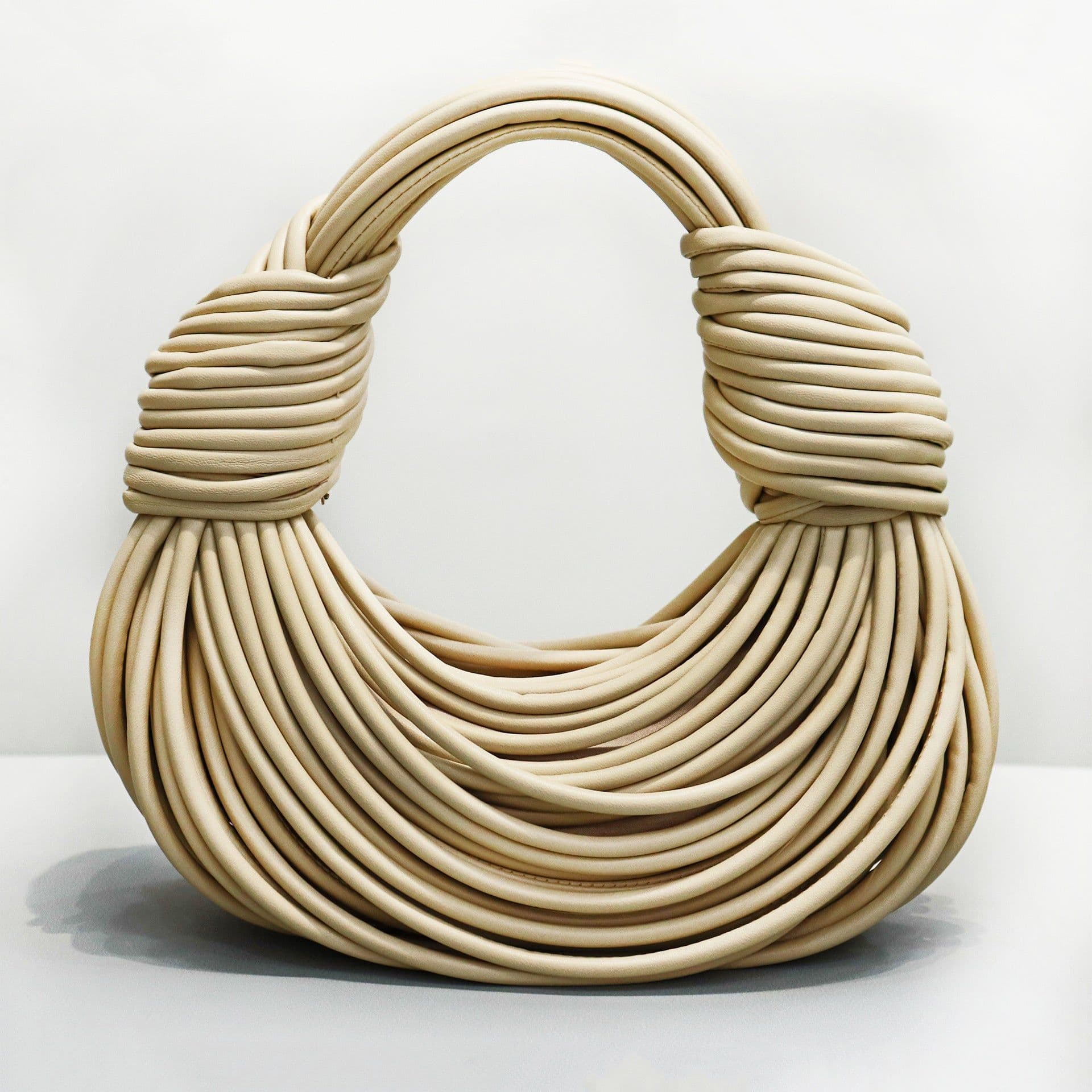 image-Women's Fashion Solid Color Handmade Woven Handbag