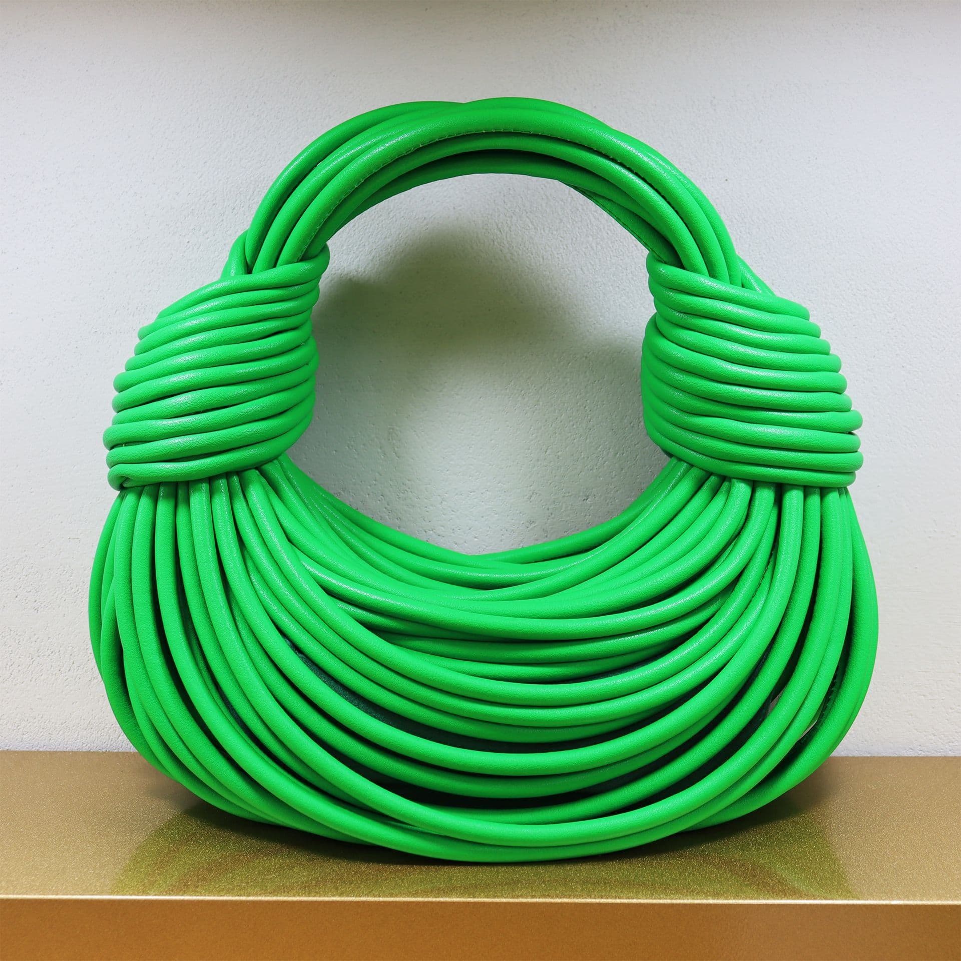 image-Women's Fashion Solid Color Handmade Woven Handbag