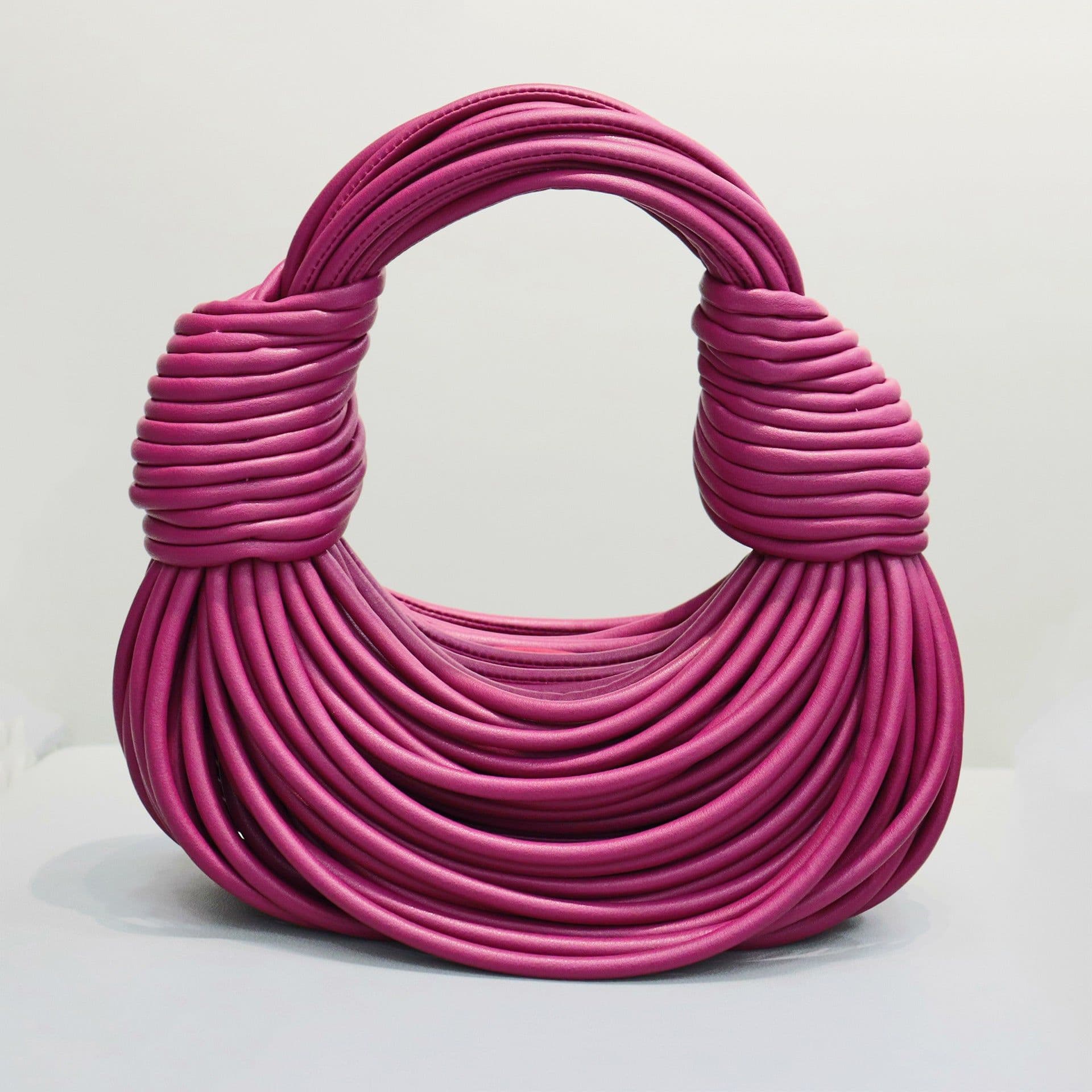 image-Women's Fashion Solid Color Handmade Woven Handbag